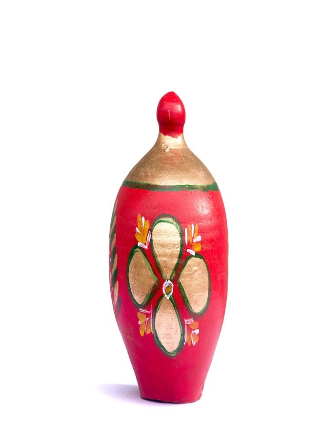 Onlinch Clay Made Round Shape Piggy Bank for Kids | Terracotta Mitti Gullak Coin Bank | Handcrafted Multi-Coloured Coin Box | Traditional Money Bank Gift | Undiyal Style (Design-3) - Image 4